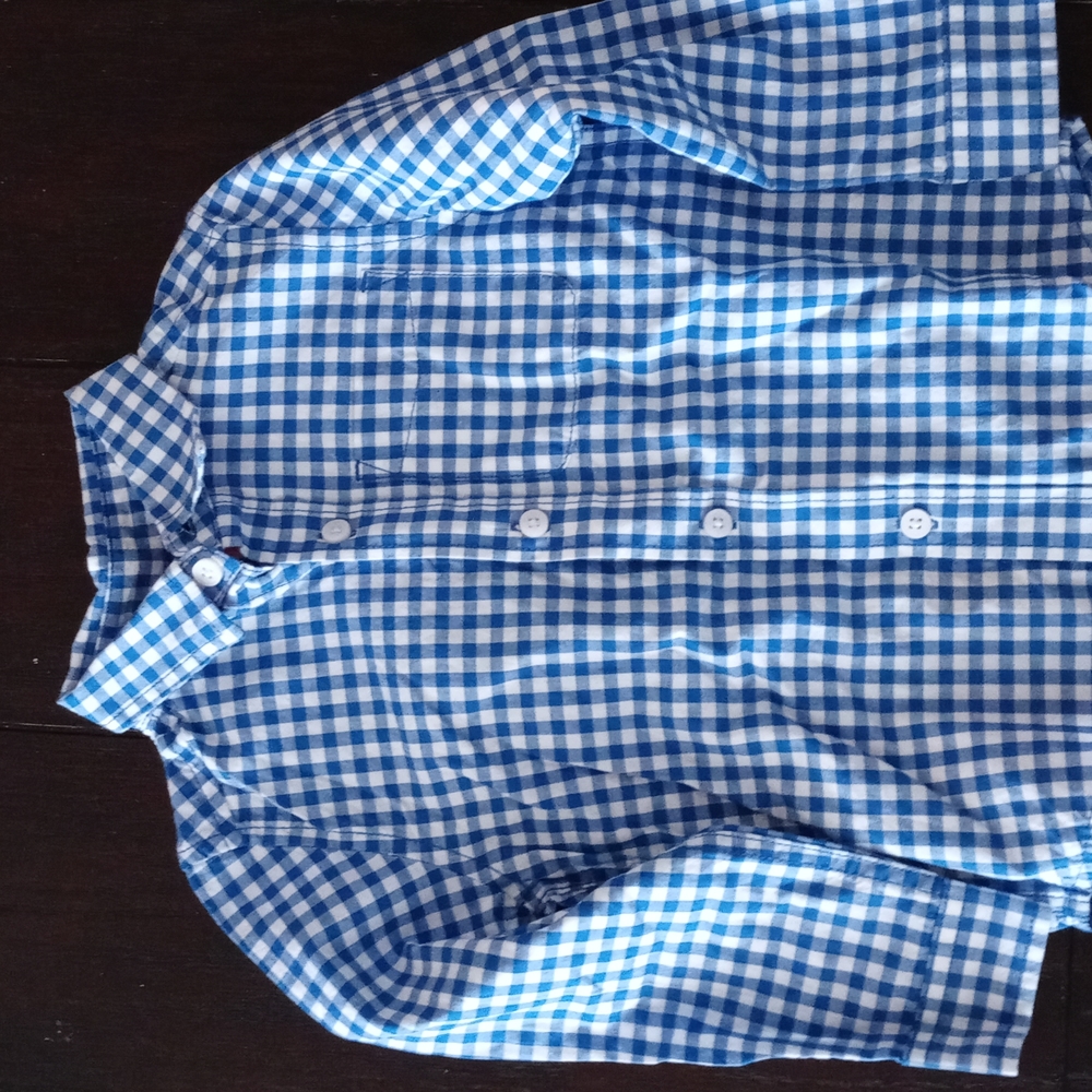 Little boys french blue & white gingham shirt 3T